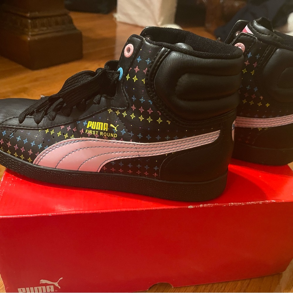 Puma First Round Rainbow Star Jr. Black-Pink Lady-Blue Size 5.5